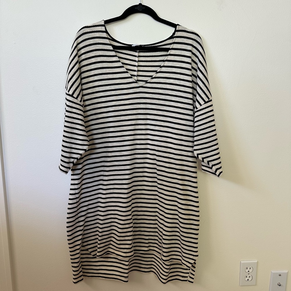 Zara women’s dress. Cream with black stripes. Size L